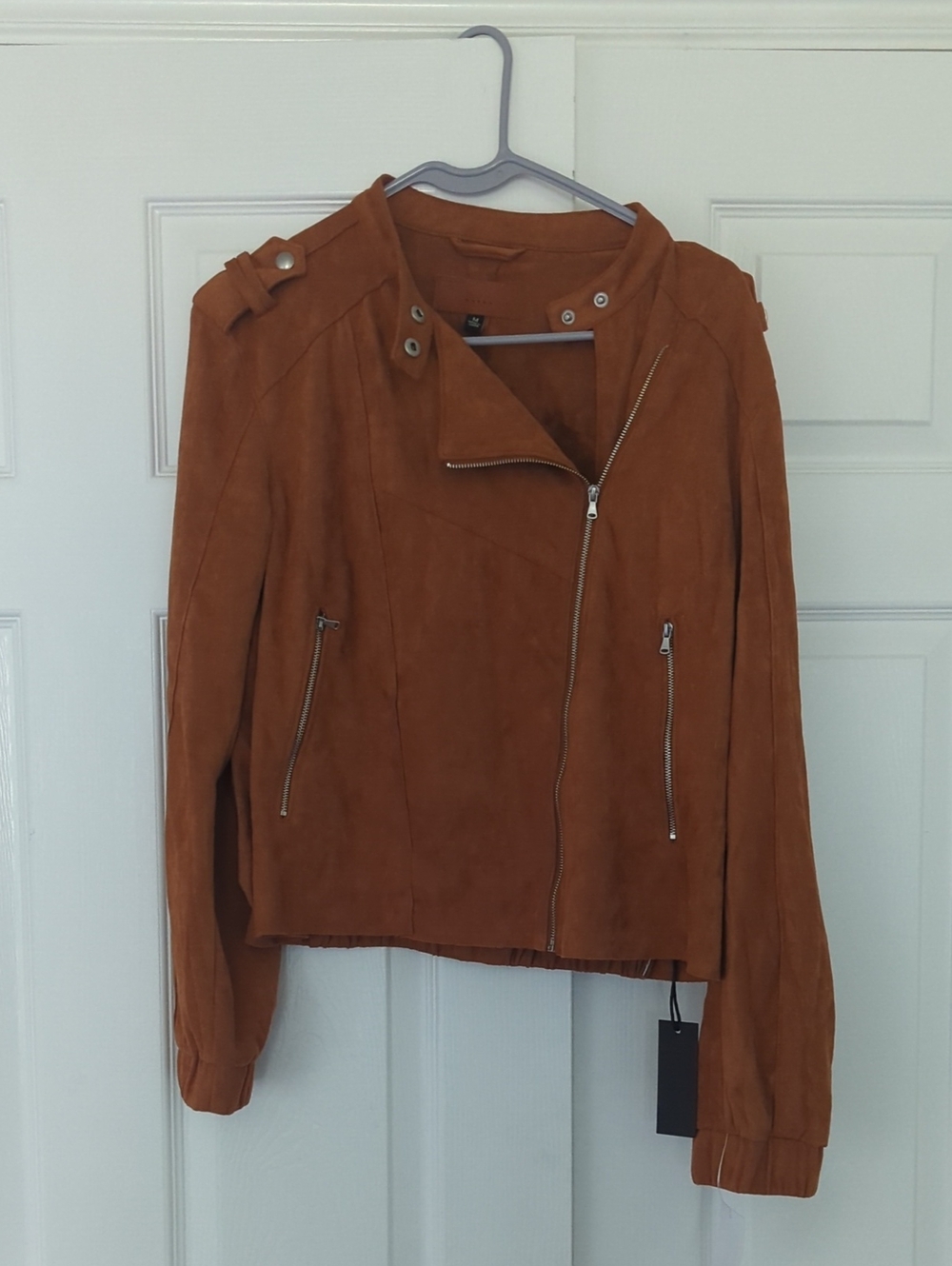 Nordstrom Blank NYC Bershka Rust Brown Suede Moto Jacket